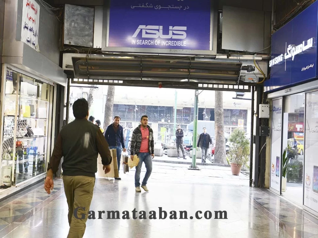 نصب بخاری تابشی گرماتاب در ورودی بازار کامپیوتر