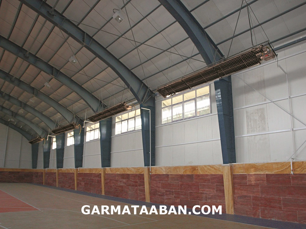 بخاری تابشی سالن ورزشی به همراه نصب دودکش