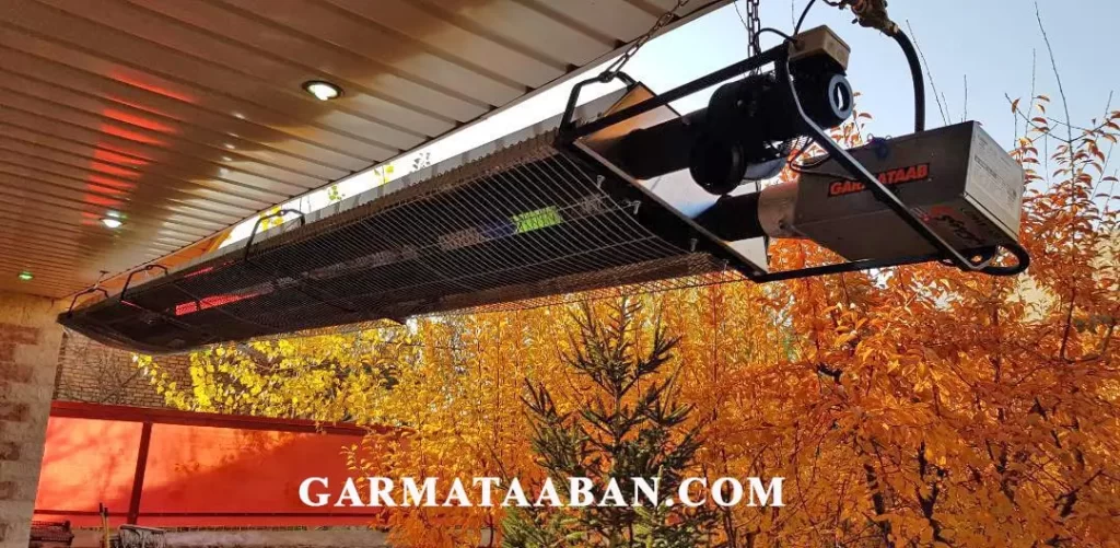 نصب گرماتاب در تراس ویلا با حفاظ جهت زیبایی ظاهر دستگاه